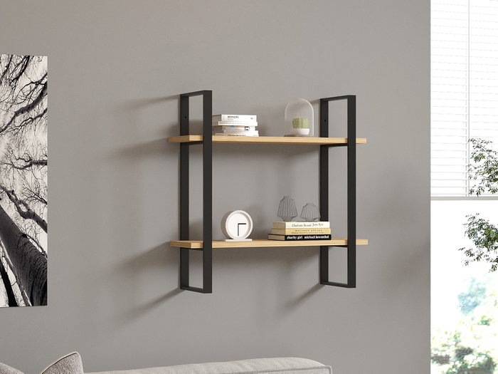 Hanah Home Estantería de Pared Roble Zafiro y Negro Hanah Home Estantería de Pared Roble Zafiro y Negro